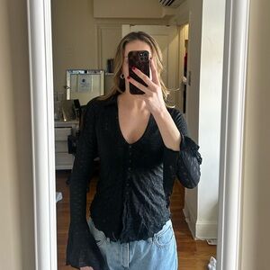 Urban Outfitters Sheer Black Button-Up